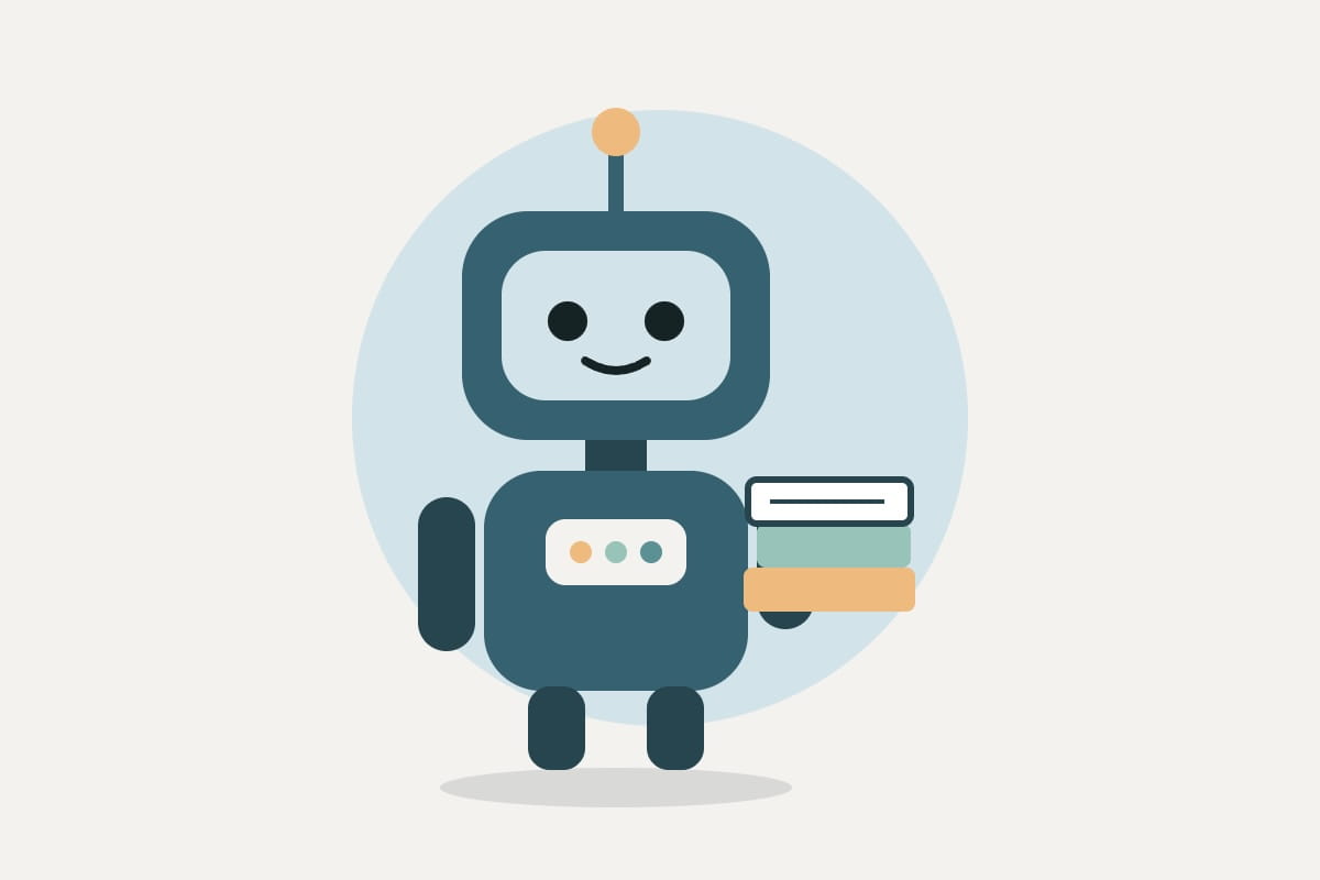 AI training crawler robot carrying books