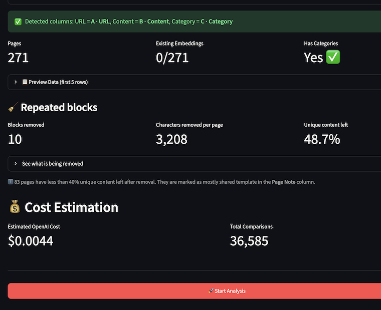 Semantic Similarity Cost Estimation