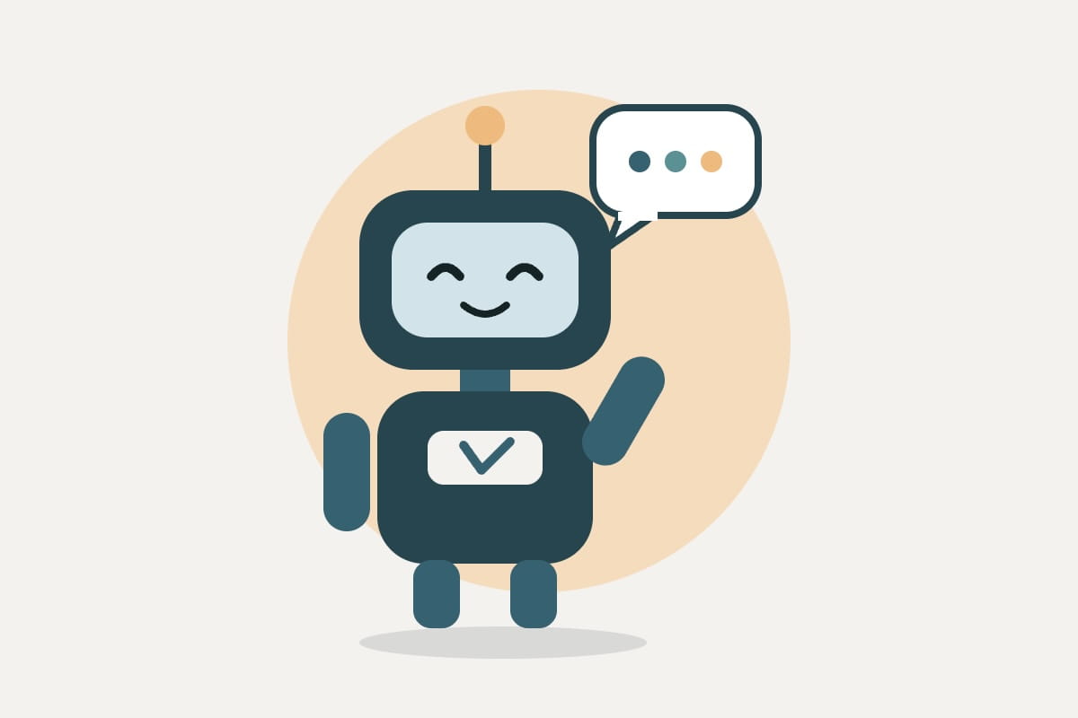 User-triggered AI fetcher robot with a chat bubble